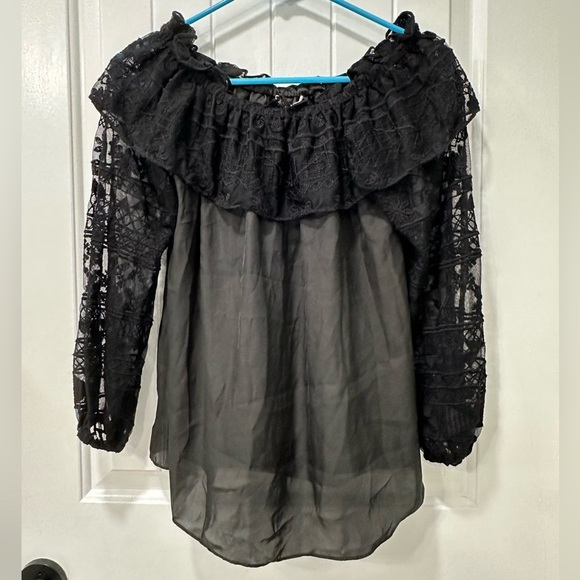 NWT Parker Off-the-shoulder Black Lace Top - Picture 1 of 6